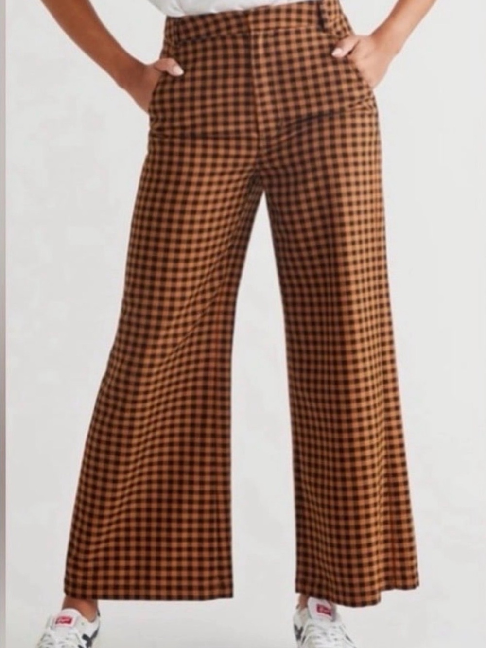 Free People Brown and Black Mott Street Trousers Size 16 (FITS 10/12)